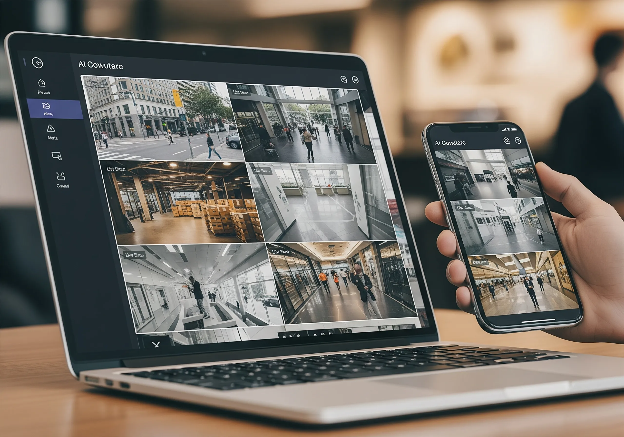 Security cameras mounted outdoors